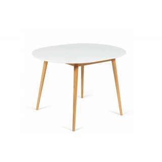 Стол круглый раскладной обеденный BOSCO (Боско) [осн. бук, столешн. мдф, 100*75*100*30 Белый+Натура]